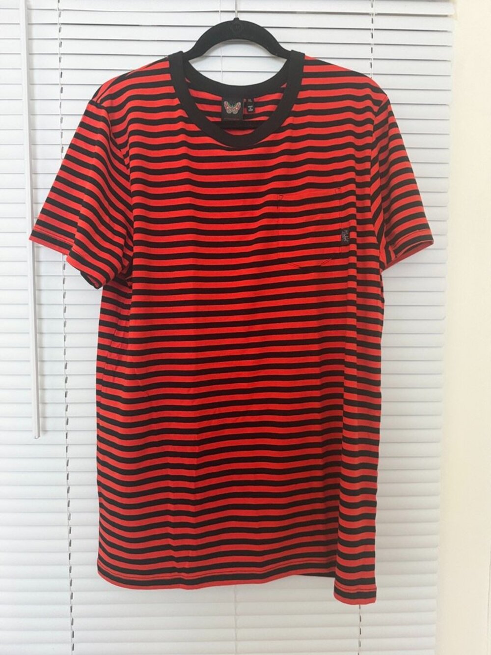 Girrlscout The Tommy Striped Tee Red and Black Stripes Size L